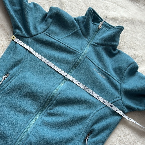 Columbia Full Zip Fleece Women’s Small Teal Blue Outdoor Hiking Cozy Layer - Picture 6 of 7
